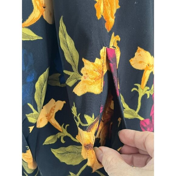 Susan Graver Liquid Knit Full Zip Jacket XL Floral Black Stretch Bloomcore - Picture 3 of 6